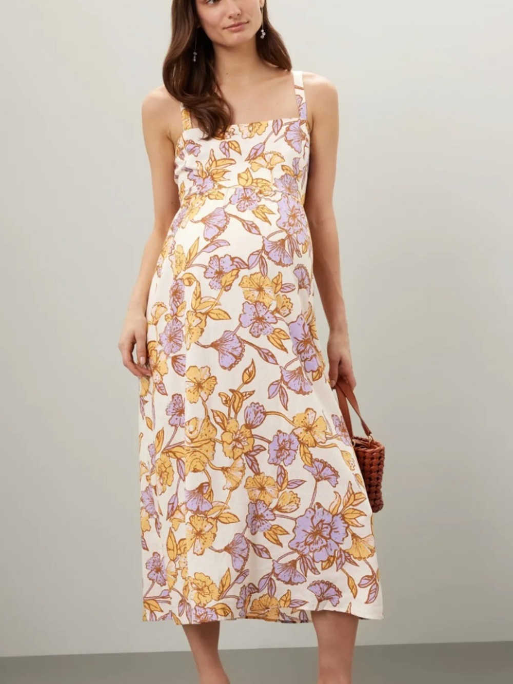 Ripe Maya Tie Back Maternity Dress Sleeveless Floral Medium